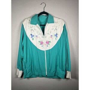 Vintage 80s or 90s windbreaker jacket with Flower Details #31